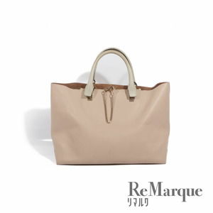 Chloe Bicolor Bag Tote Brown Bailey Handbag Beige Leather